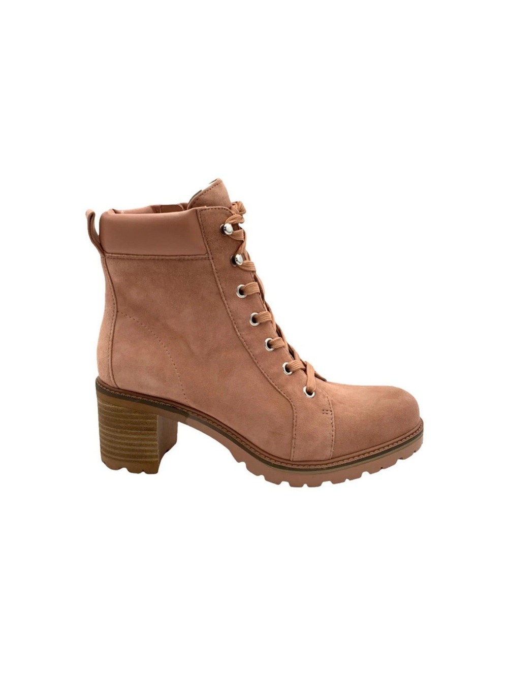 Vince Camuto Leather Suede Lace-Up Ankle Boots Gaviana Dermy Pink Sz 8.5